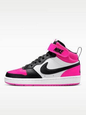 Nike Court Borough Mid 2 Black Pink Sneakers Size 5Y HV0933-100 NEW Streetwear